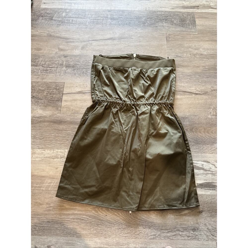 NWT Zara Size S Dark Khaki Strapless Dress Brand New With Tag - Picture 8 of 8